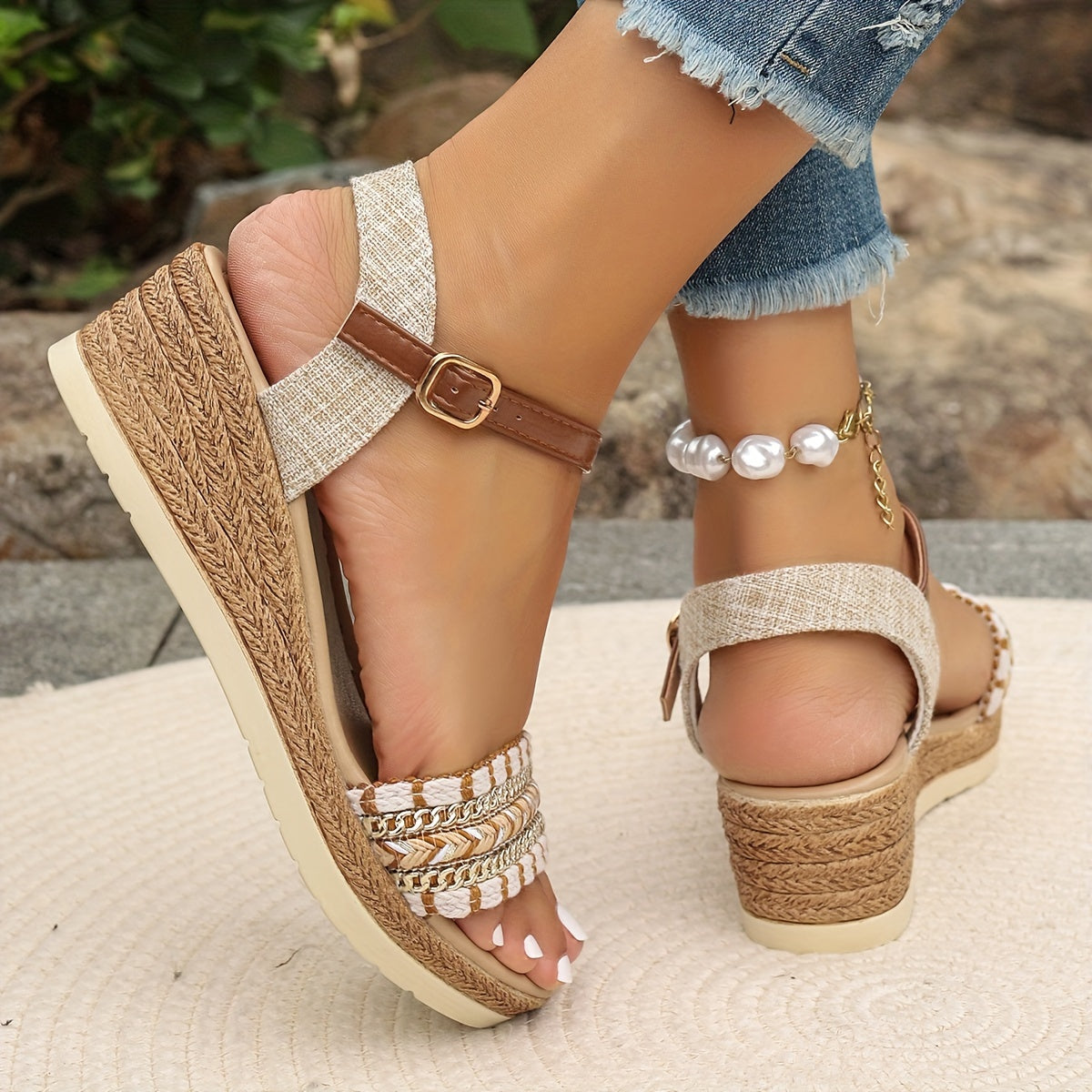 Amara™ Boho Vävda Wedge Sandaler