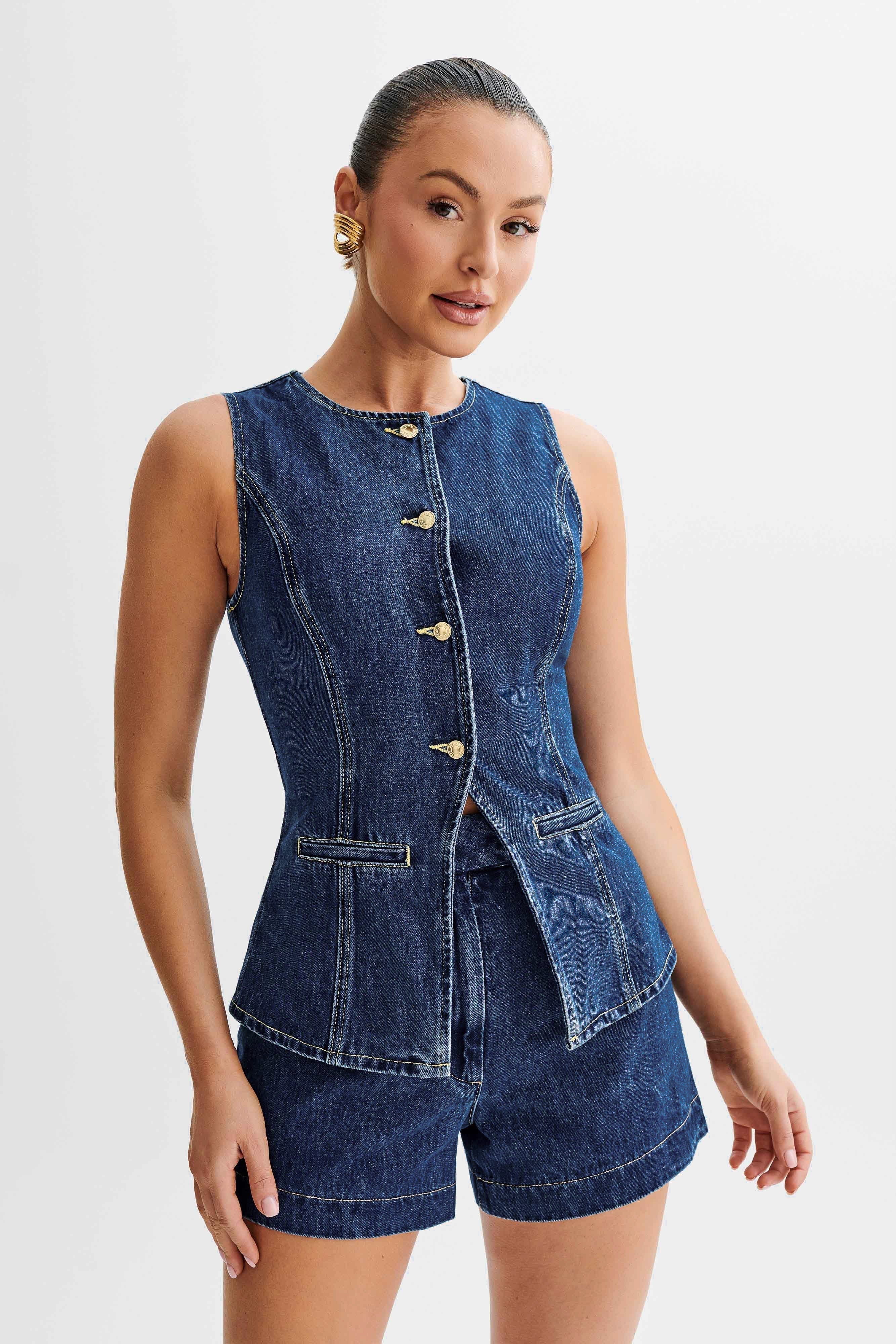 Noora™ | Trendigt denimset med knappar