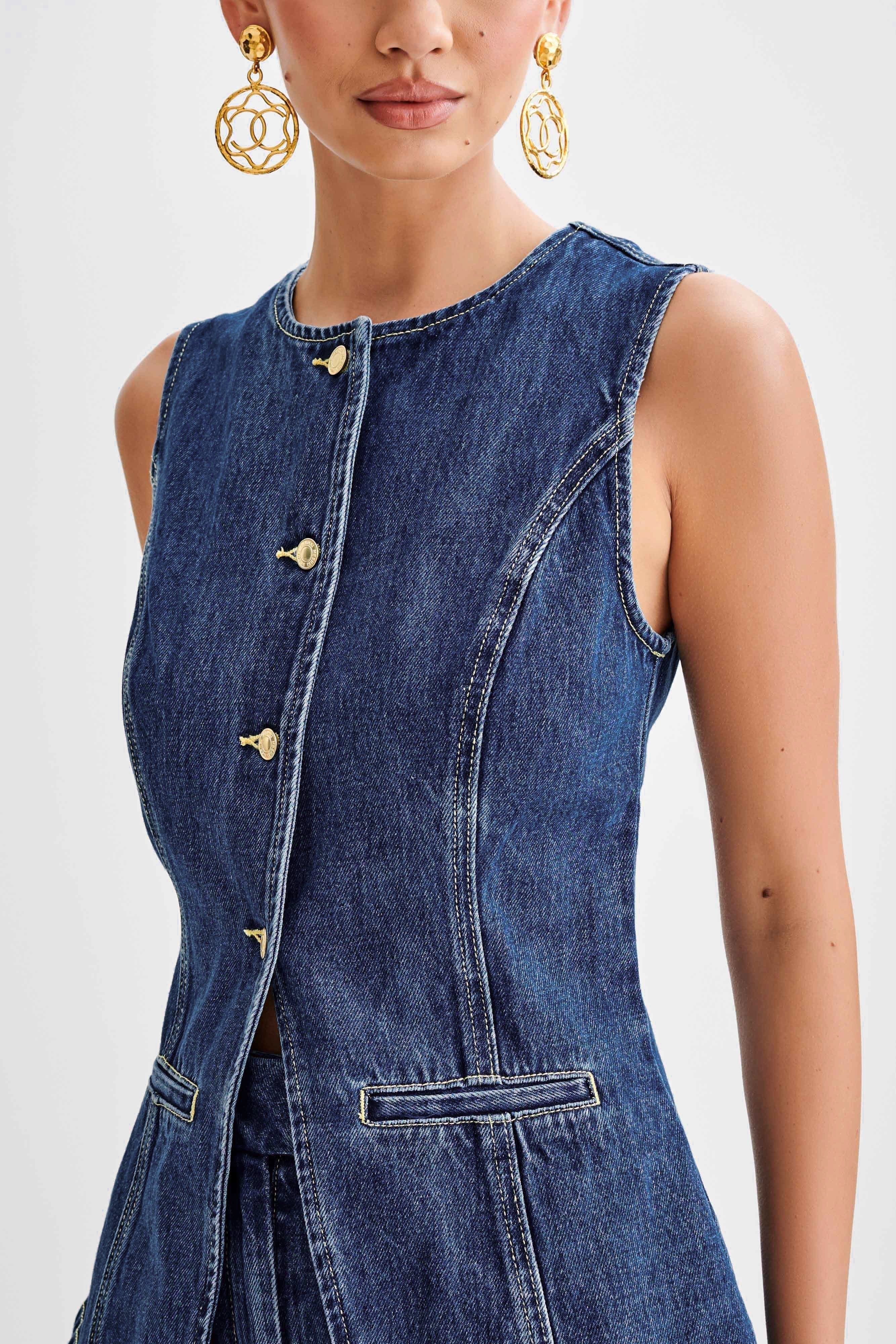 Noora™ | Trendigt denimset med knappar