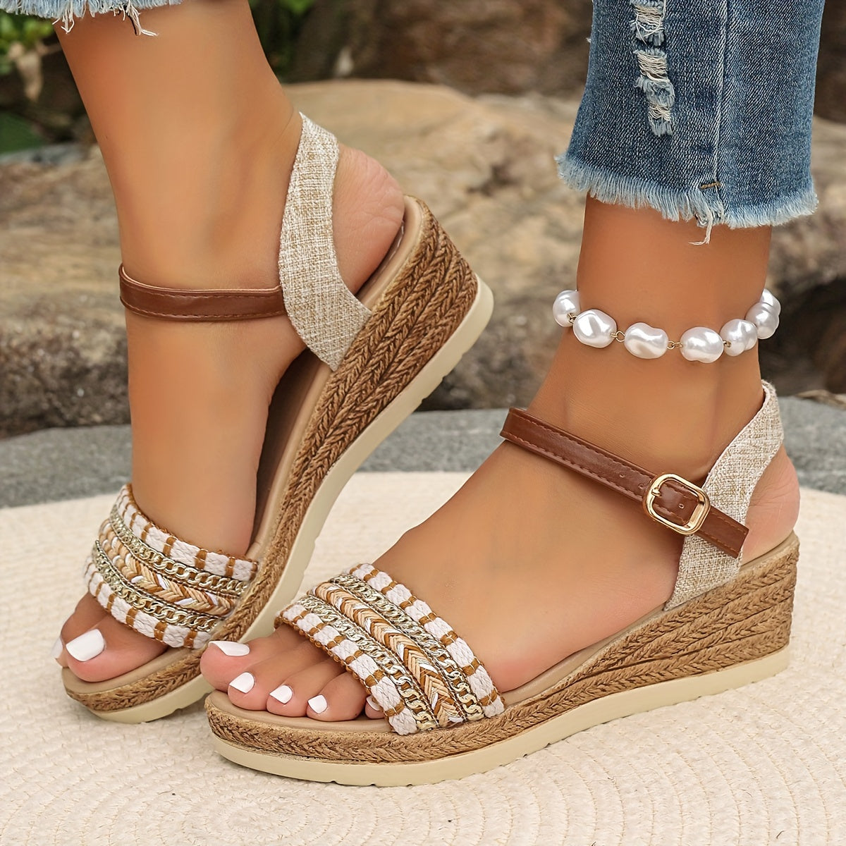 Amara™ Boho Vävda Wedge Sandaler