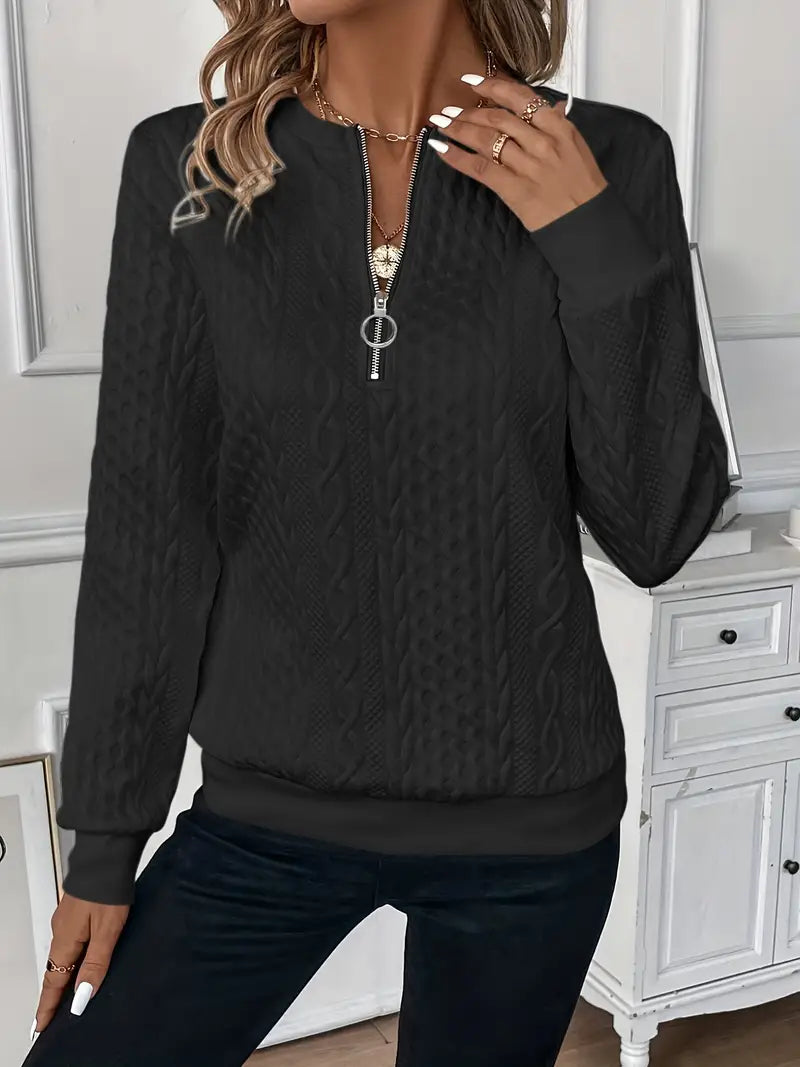 Elysha™ - Texturerad Quarter-Zip Pullover