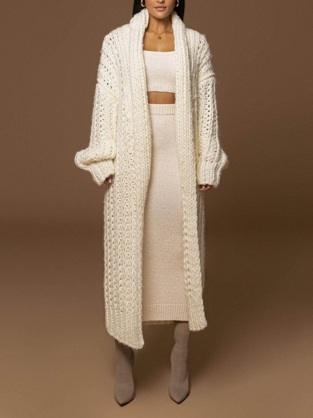 Elfenbensfärgad Håll Mig Nära Sjalkrage Cardigan