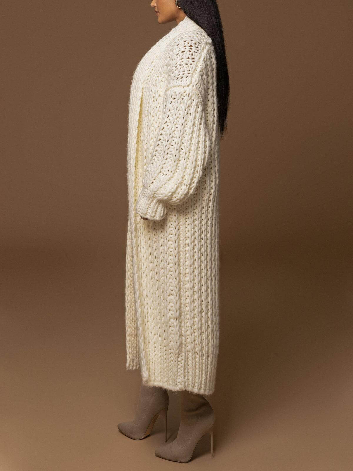 Elfenbensfärgad Håll Mig Nära Sjalkrage Cardigan