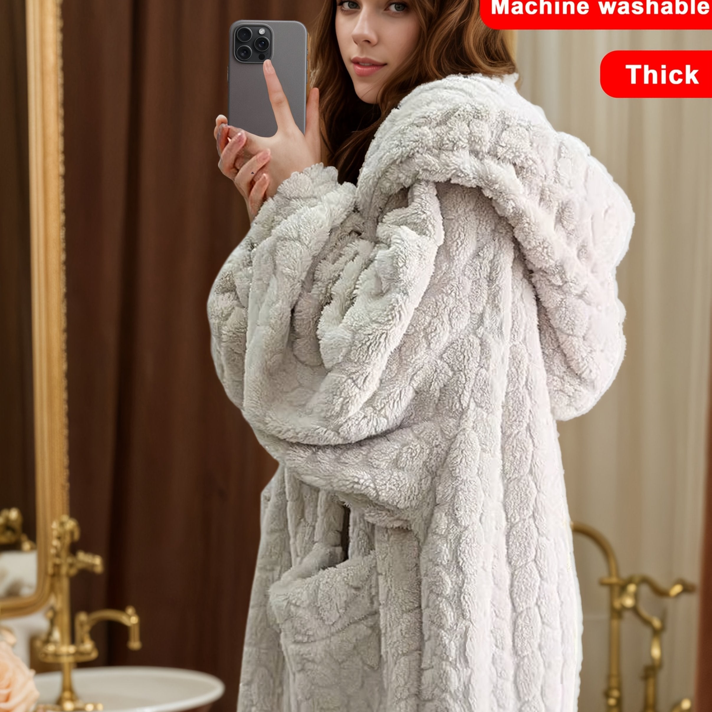 Lucy™ - Mysig korallfleece morgonrock