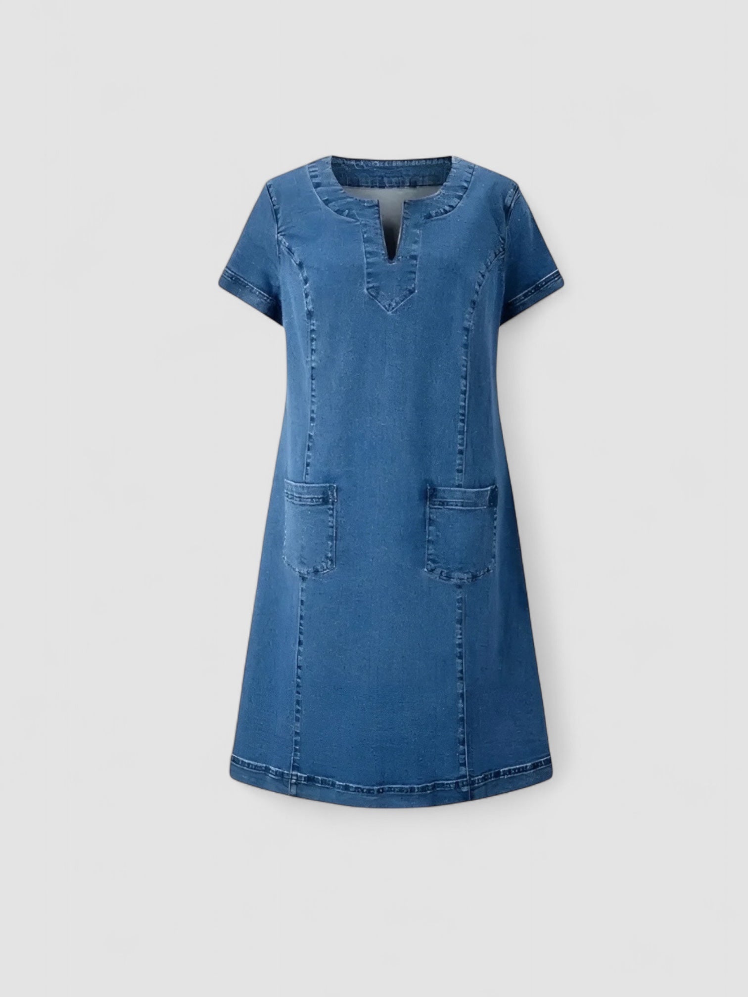 Noora™ | Mjuk Denimklänning med Framfickor