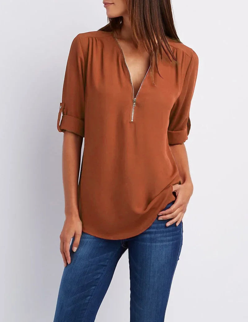 Noora™ | Ronja – Elegant topp med dragkedja