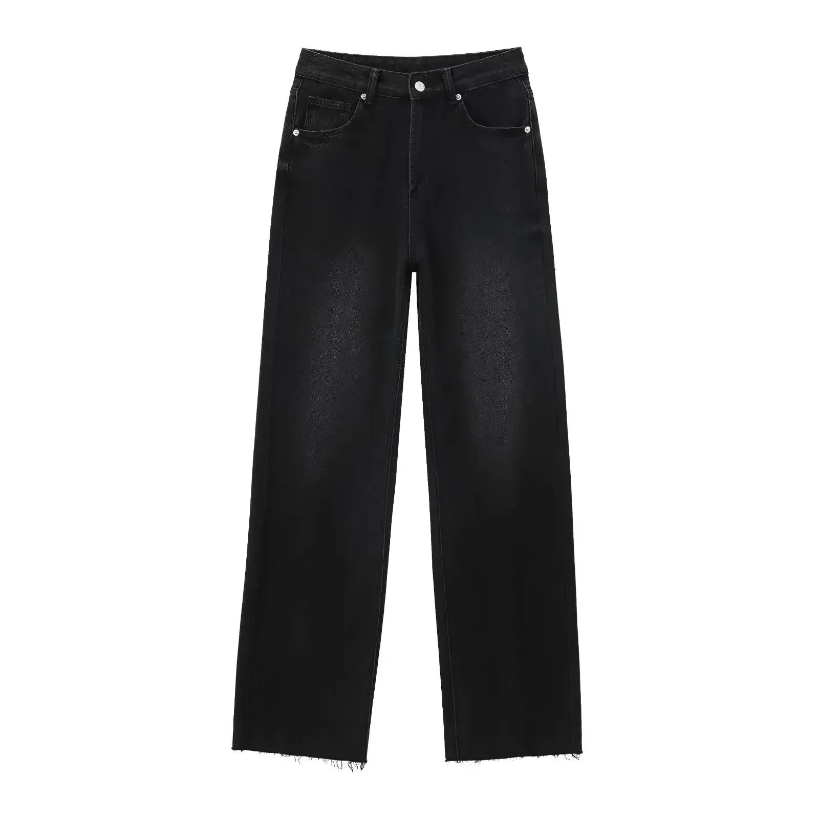 Noora™ | Elegant Svart Jeans med Rå Finish