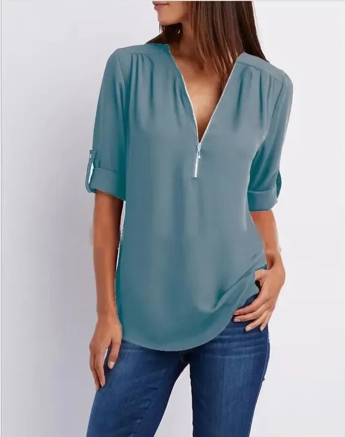 Noora™ | Ronja – Elegant topp med dragkedja