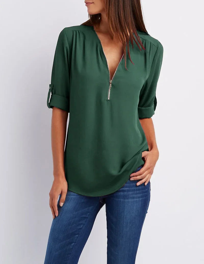 Noora™ | Ronja – Elegant topp med dragkedja