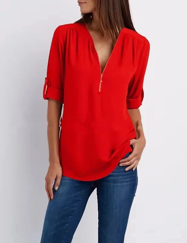 Noora™ | Ronja – Elegant topp med dragkedja