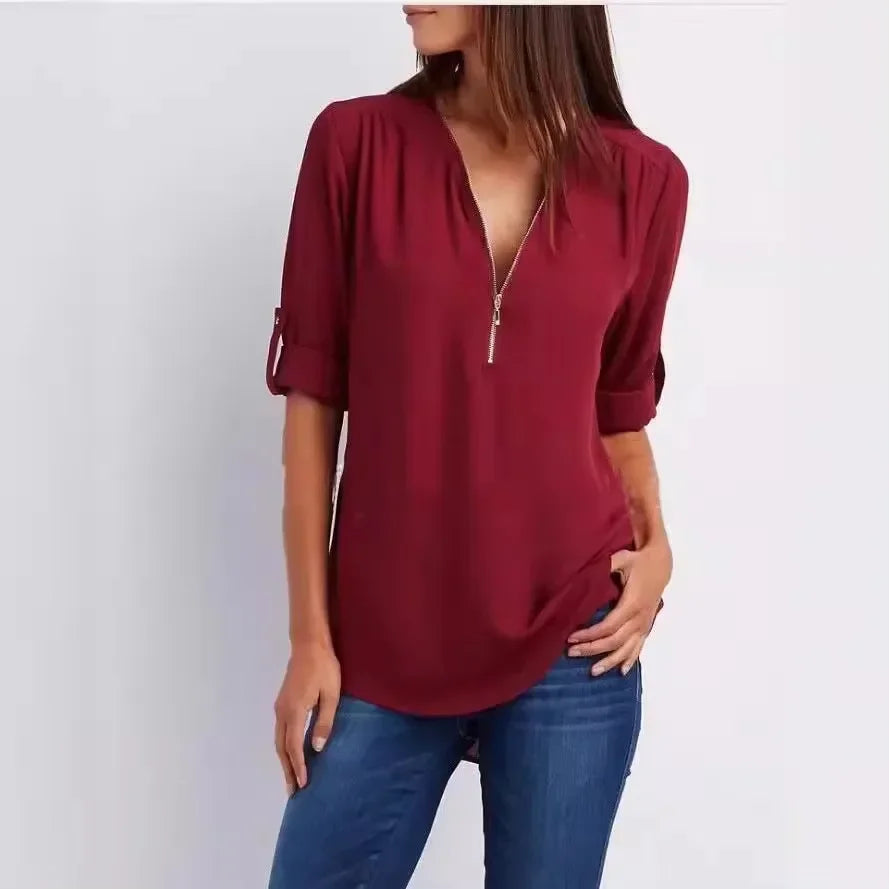 Noora™ | Ronja – Elegant topp med dragkedja