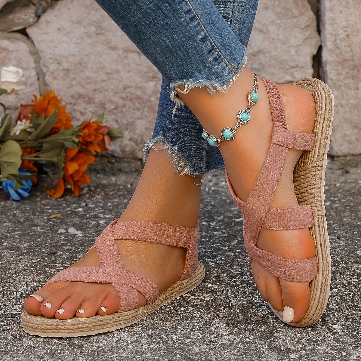 Noora™ | Alma – Lätta sandaler med elastiska band och naturinspirerad sula