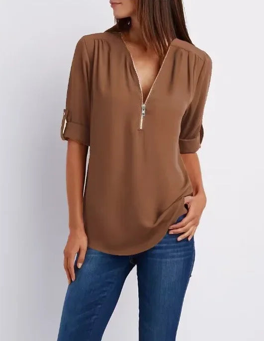 Noora™ | Ronja – Elegant topp med dragkedja
