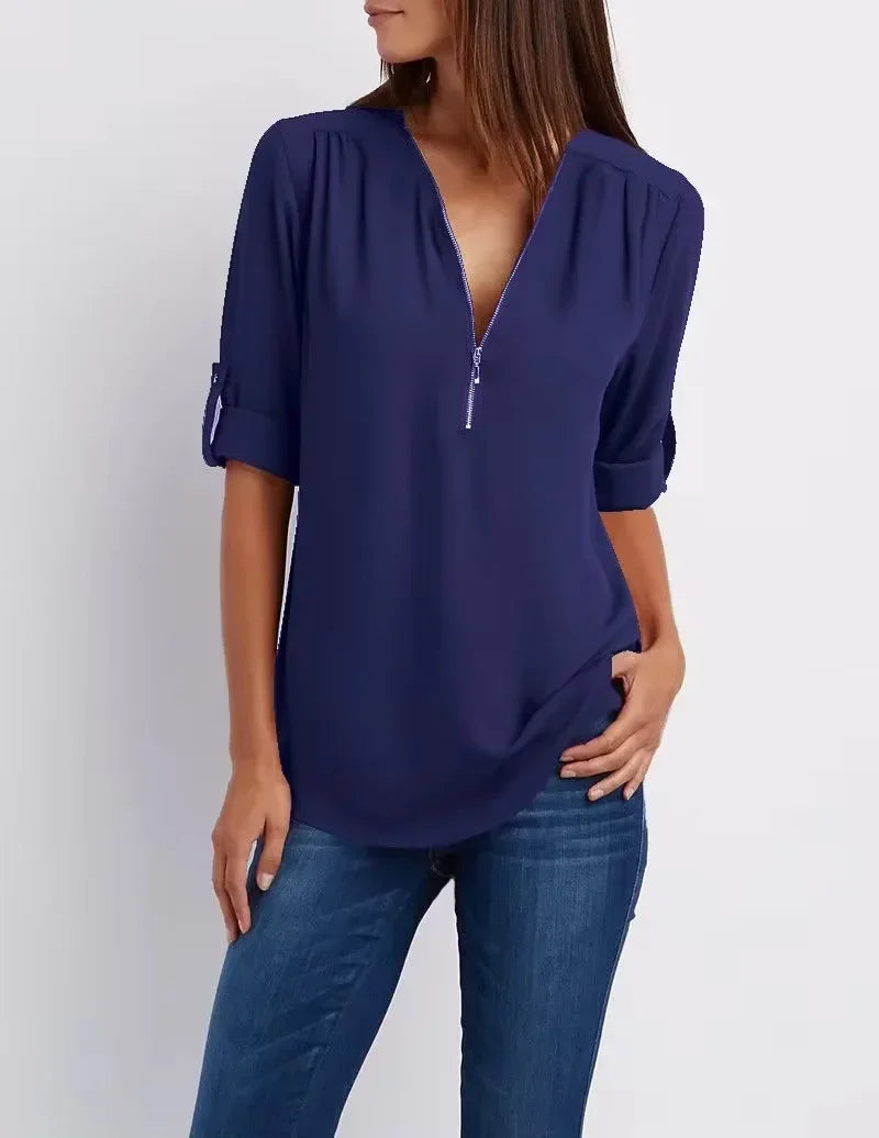 Noora™ | Ronja – Elegant topp med dragkedja