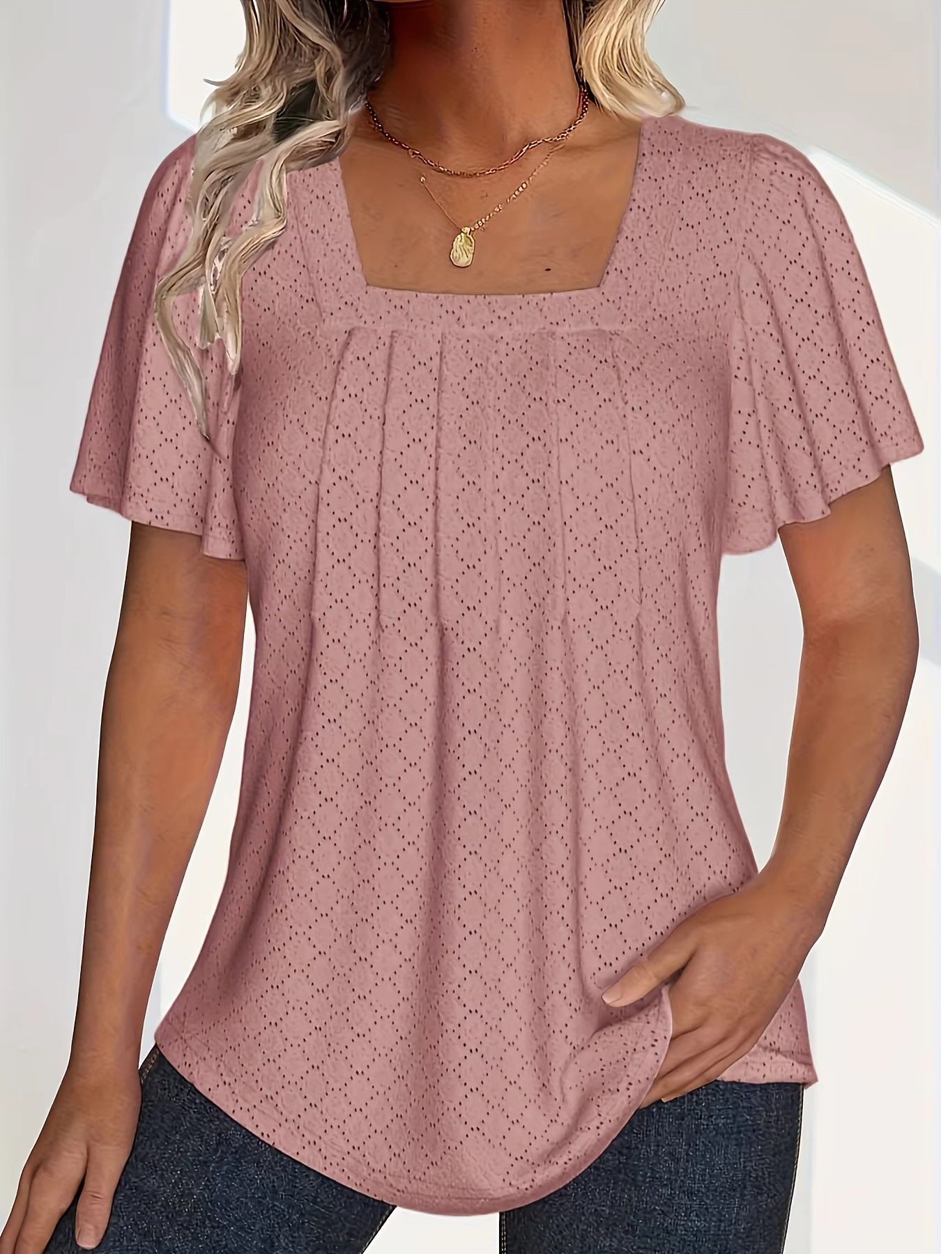 Noora™ | Mirelle – Blus med fyrkantig halsringning och textur