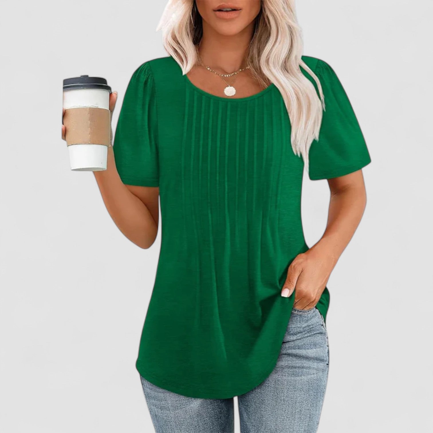 Noora™ | Linna – Långärmad blus i mjuk viskos