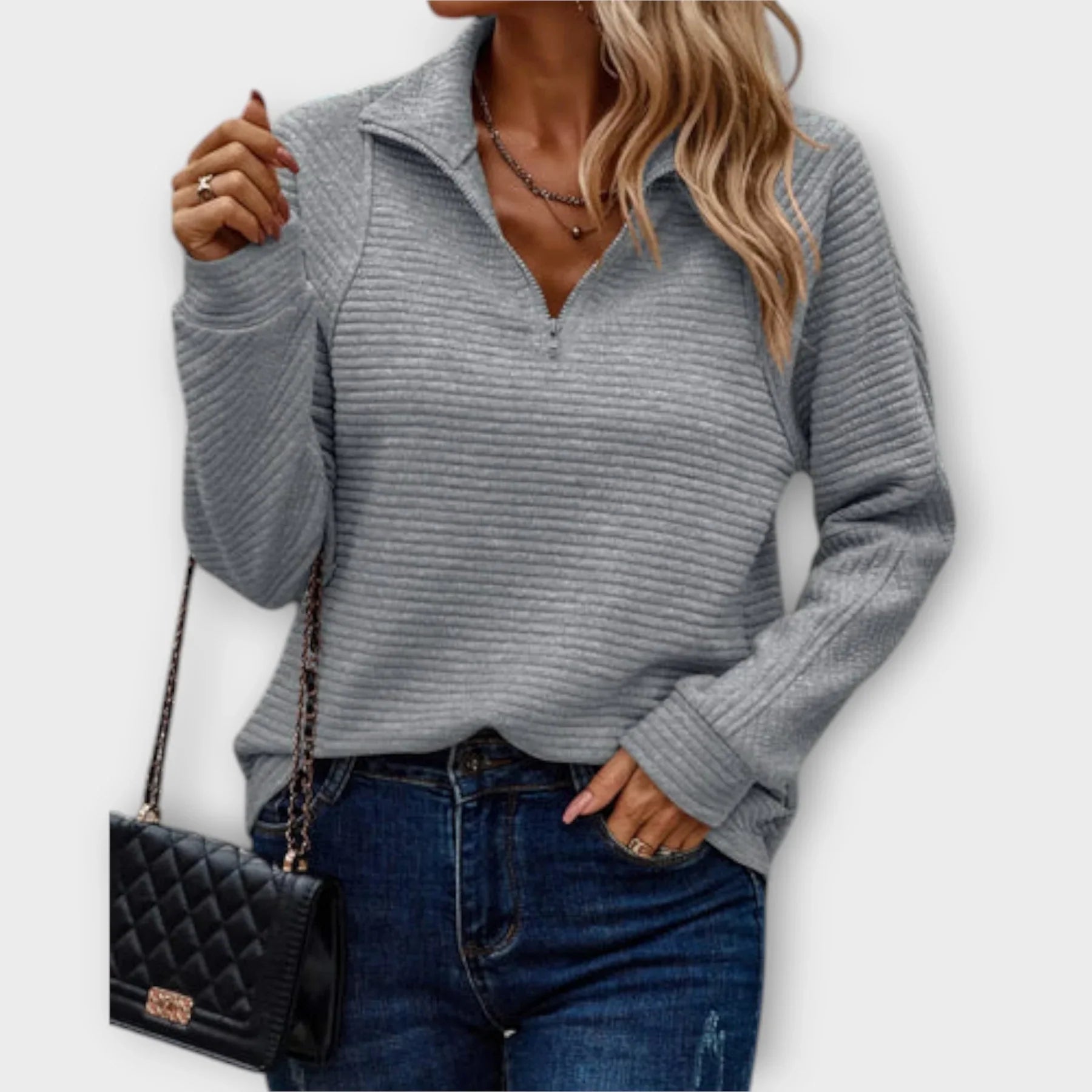 Noora™ | Virilisse – Strukturerad halvzip-tröja