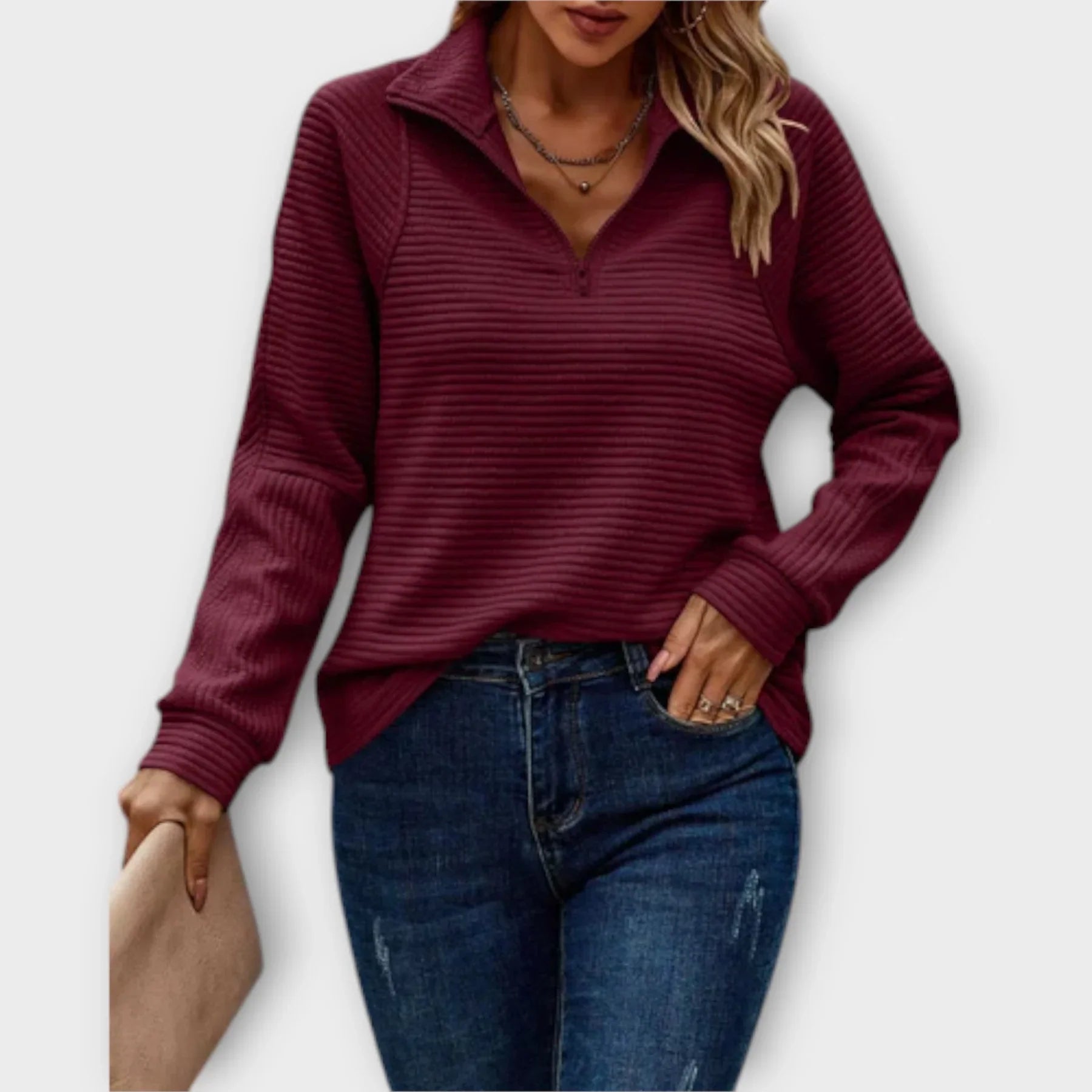 Noora™ | Virilisse – Strukturerad halvzip-tröja