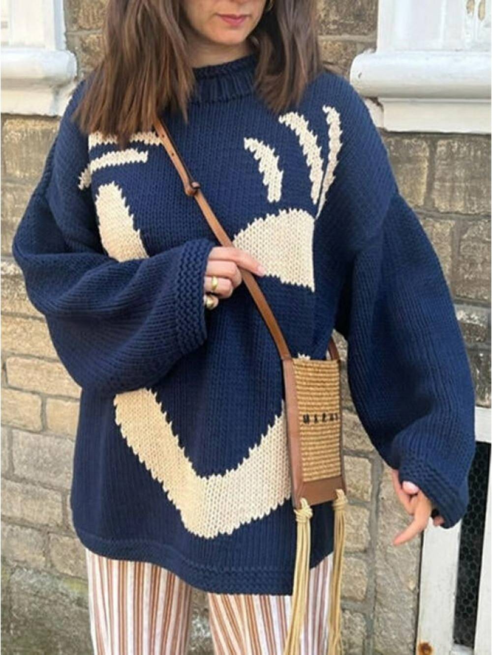 Glad Söndag Känsla Bra Stickade Tröjor