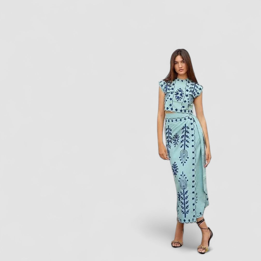 Noora™ | Camilla - Tryckt Top och Kjol
