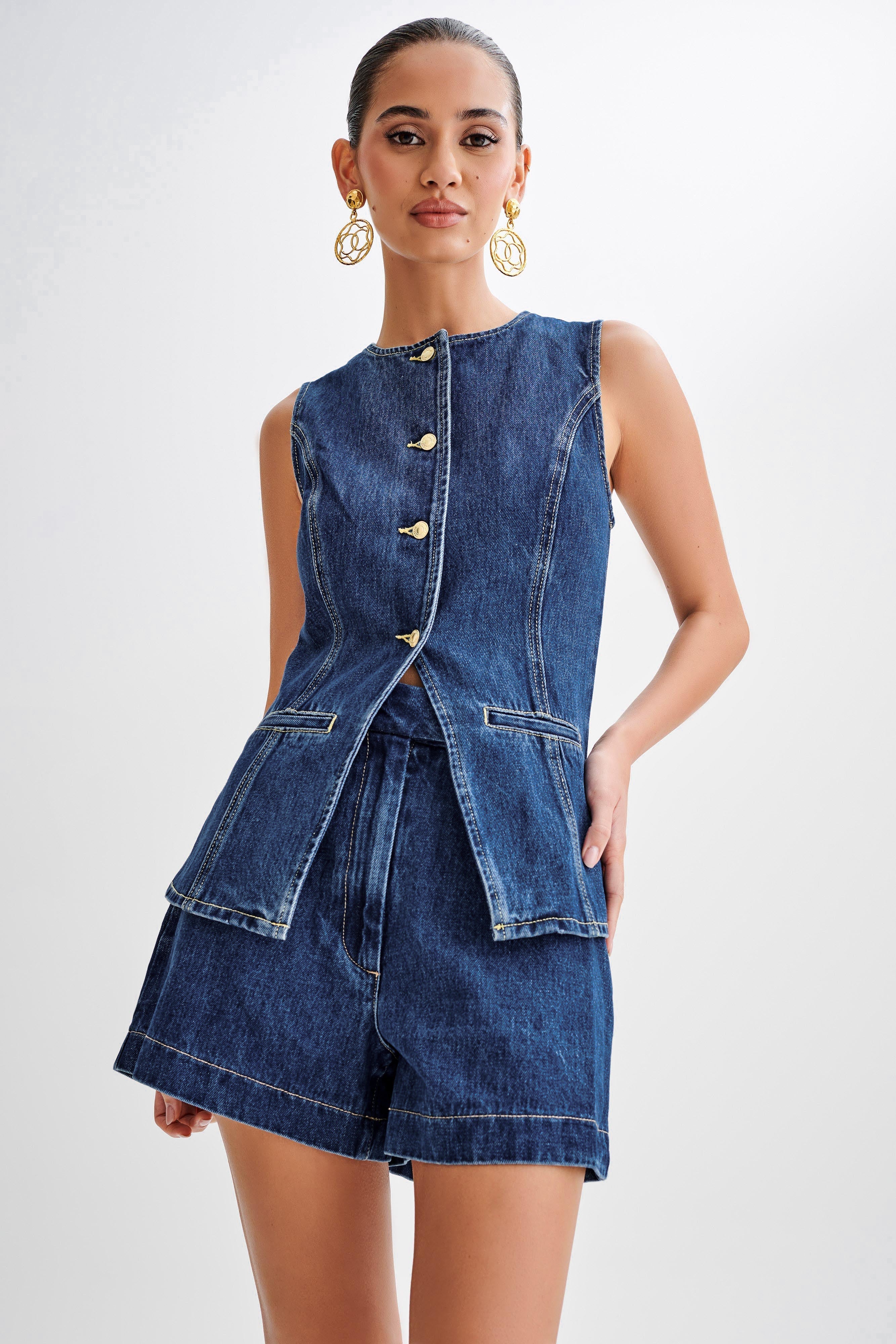 Noora™ | Trendigt denimset med knappar