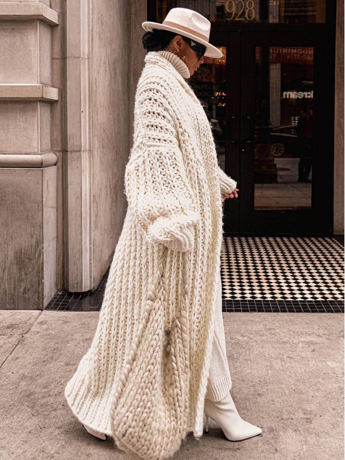 Elfenbensfärgad Håll Mig Nära Sjalkrage Cardigan