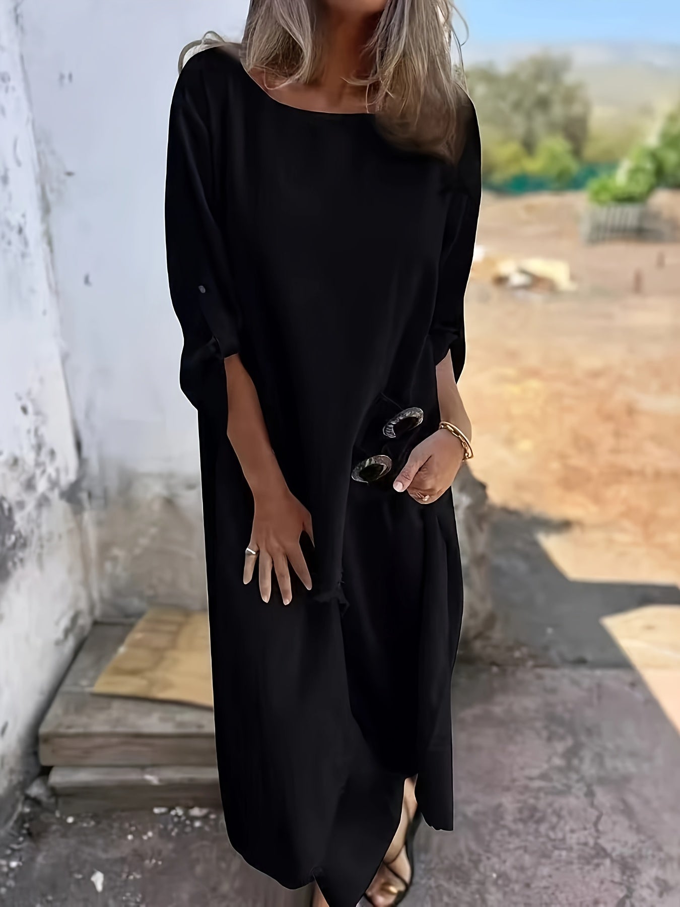 Noora™ | Alvinia – Rak klänning i mjuk viskosblandning