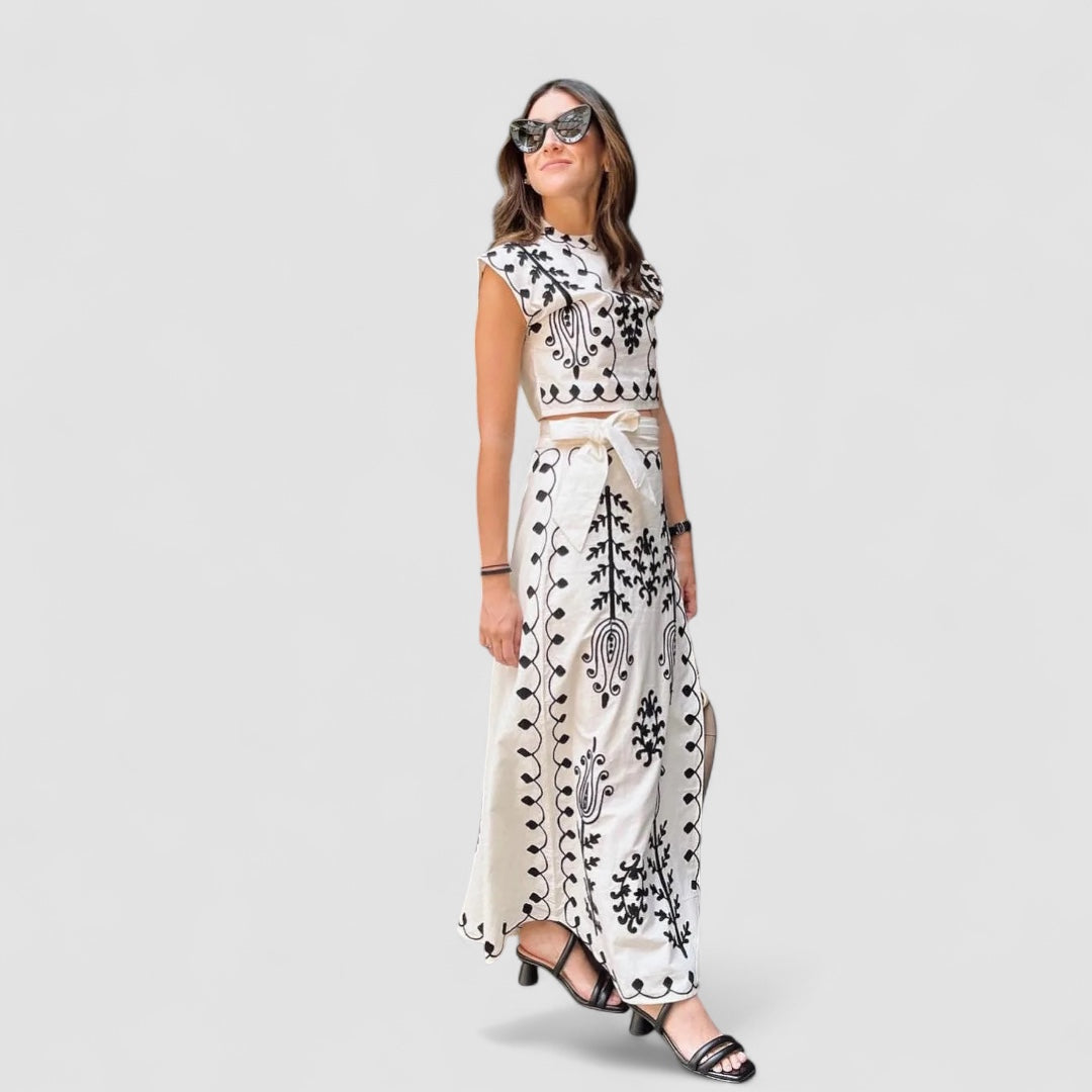 Noora™ | Camilla - Tryckt Top och Kjol