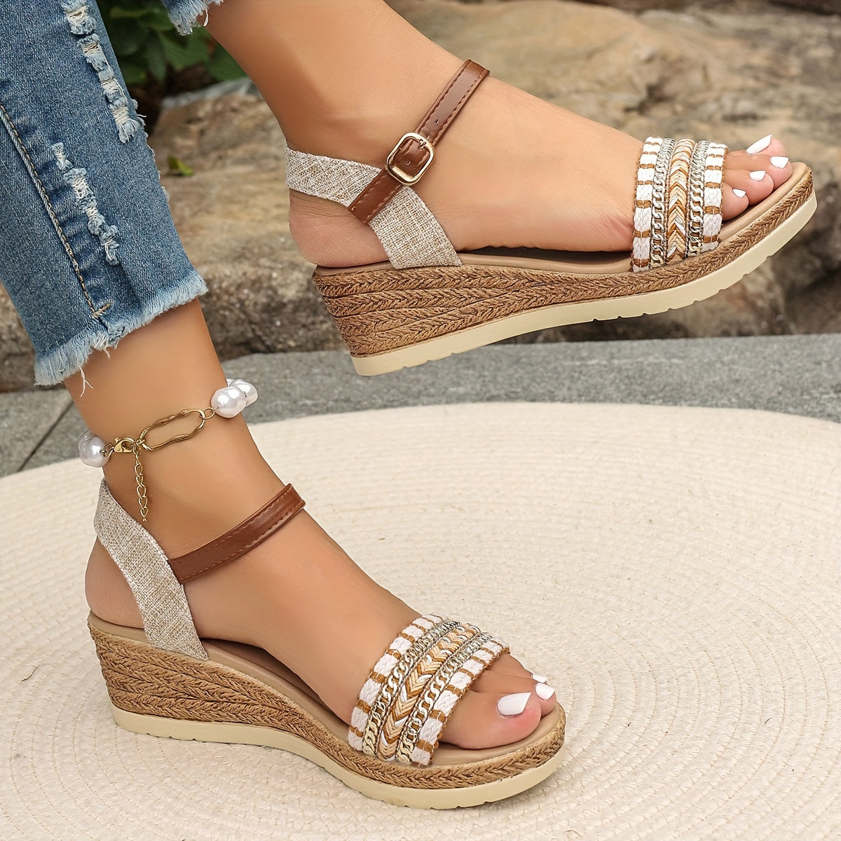 Amara™ Boho Vävda Wedge Sandaler