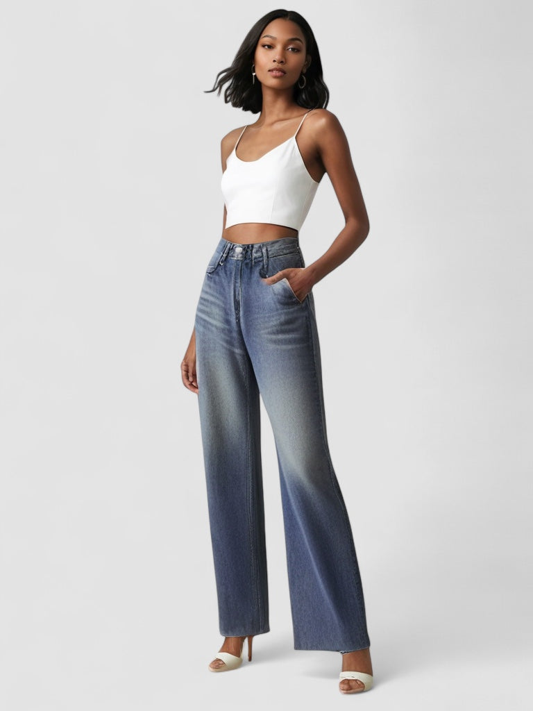 Noora™ | Jean Large Effet Usé