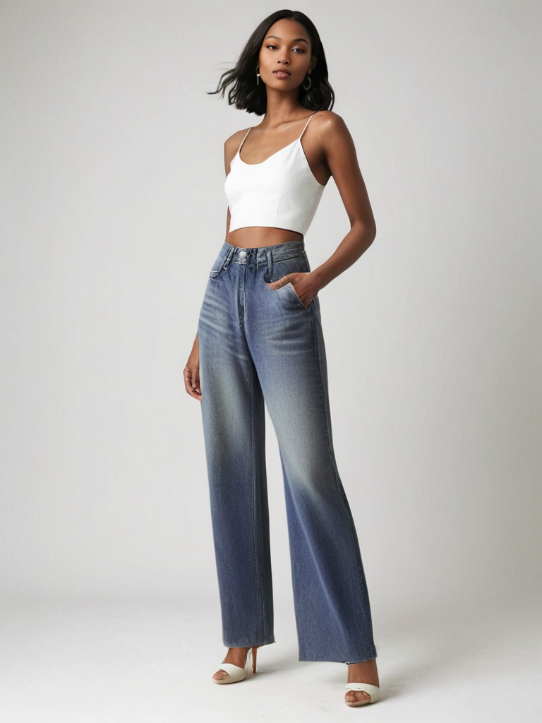 Noora™ | Jean Large Effet Usé