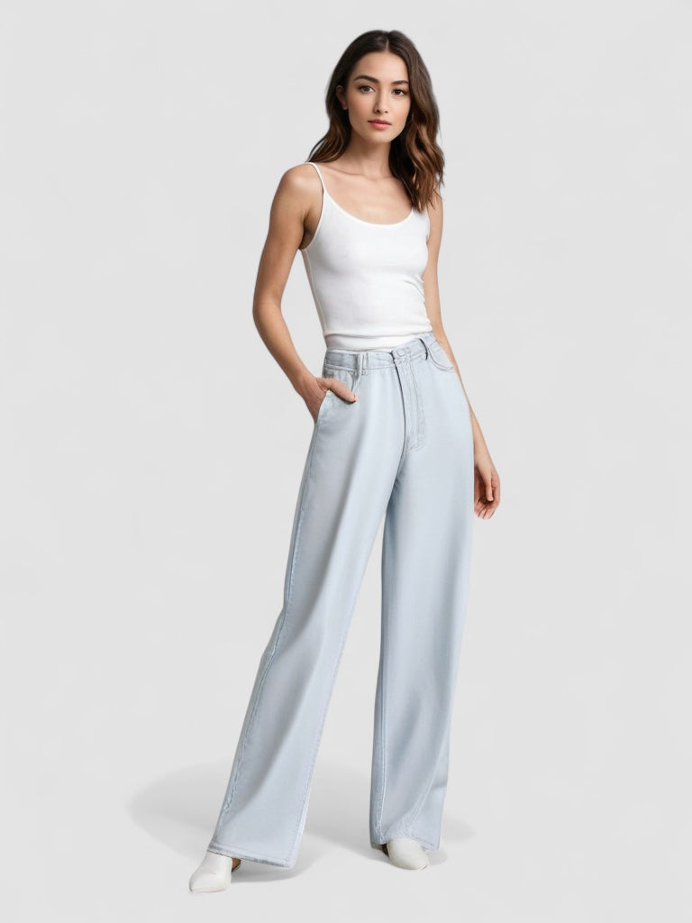 Noora™ | Utställda Jeans Blå Glaciär