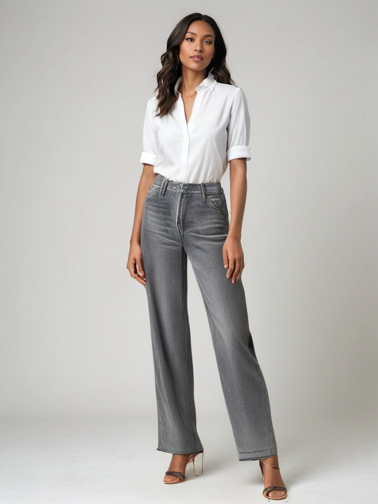 Noora™ | Grå Utställd Jeans