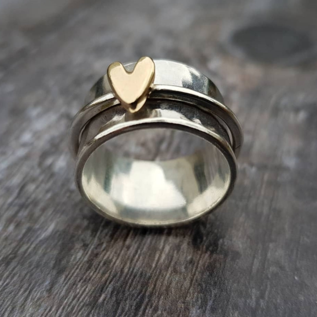 Gyllene Hjärta Silverring
