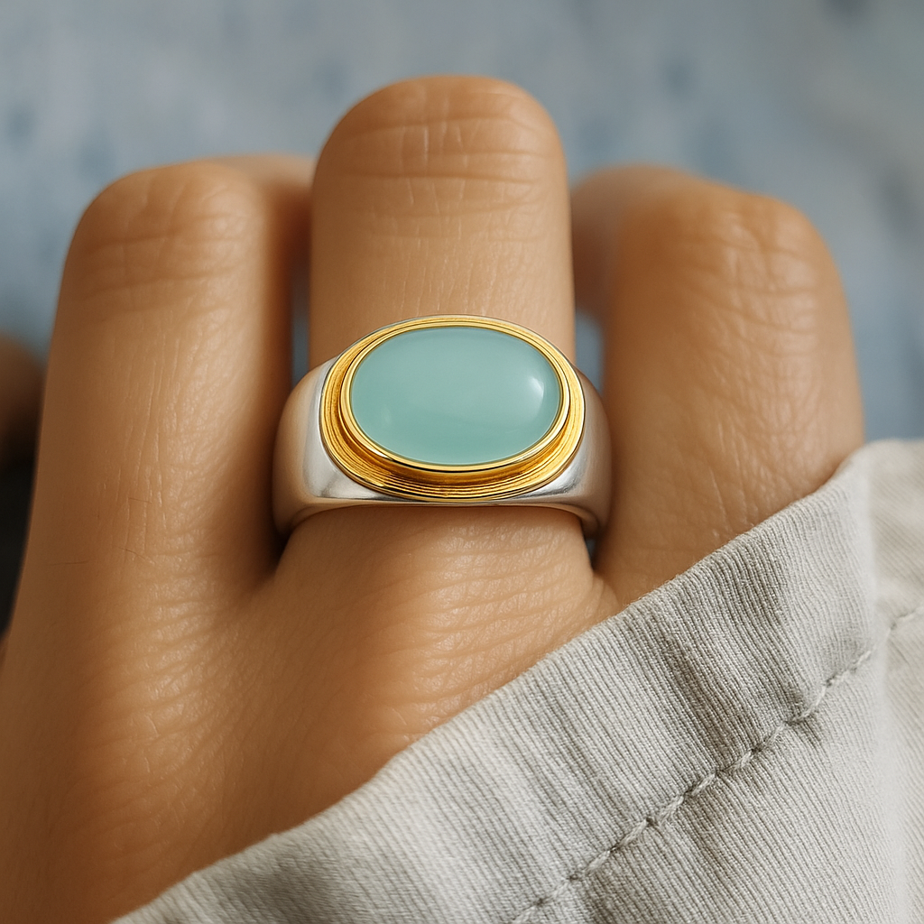 Gabi - Vintage Grön Månsten Ring