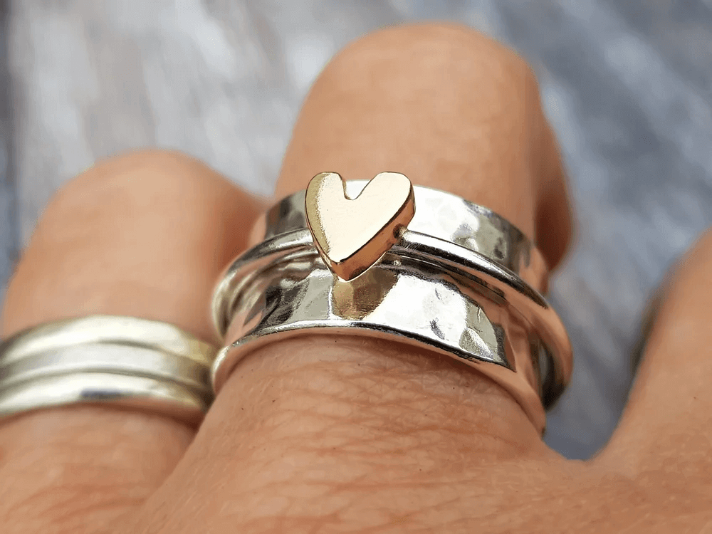 Gyllene Hjärta Silverring