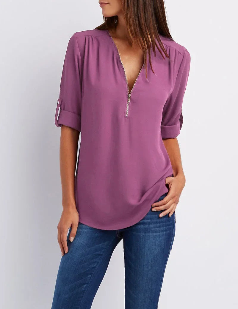 Noora™ | Ronja – Elegant topp med dragkedja