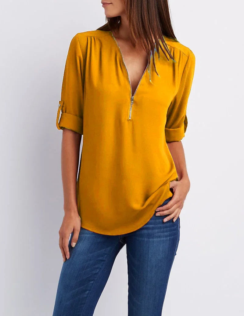 Noora™ | Ronja – Elegant topp med dragkedja