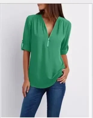 Noora™ | Ronja – Elegant topp med dragkedja