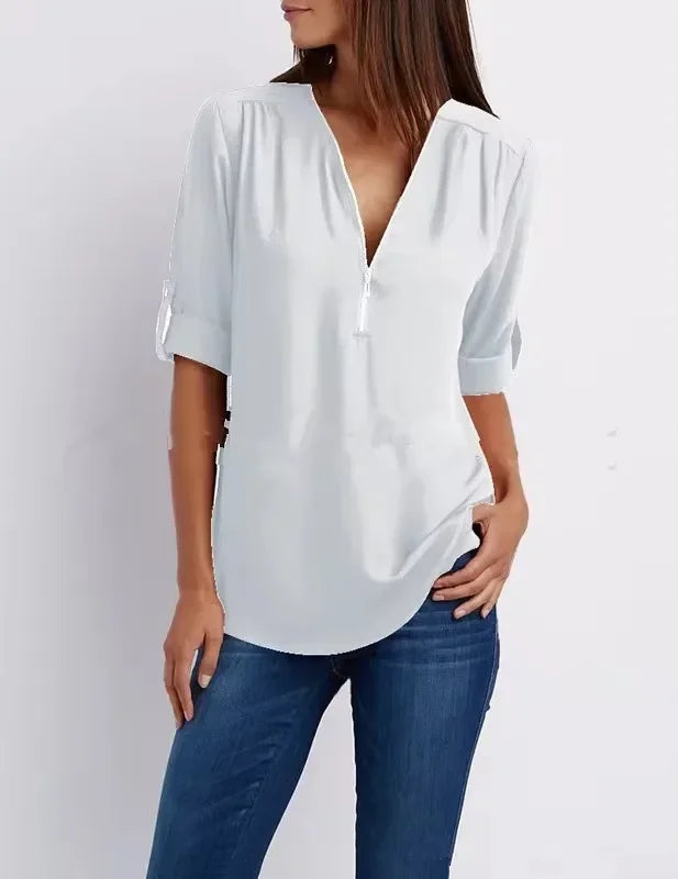 Noora™ | Ronja – Elegant topp med dragkedja