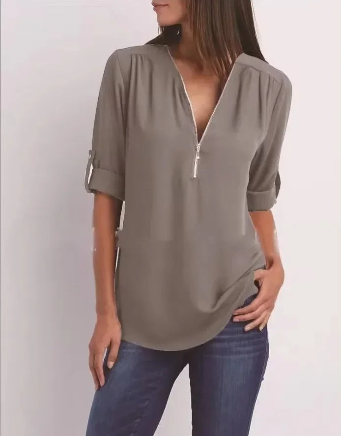 Noora™ | Ronja – Elegant topp med dragkedja