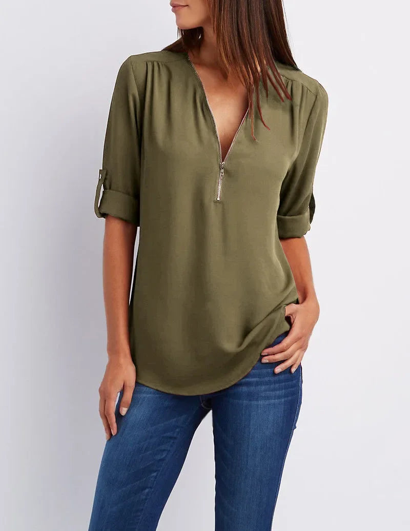 Noora™ | Ronja – Elegant topp med dragkedja