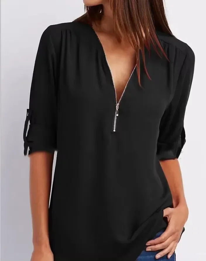 Noora™ | Ronja – Elegant topp med dragkedja