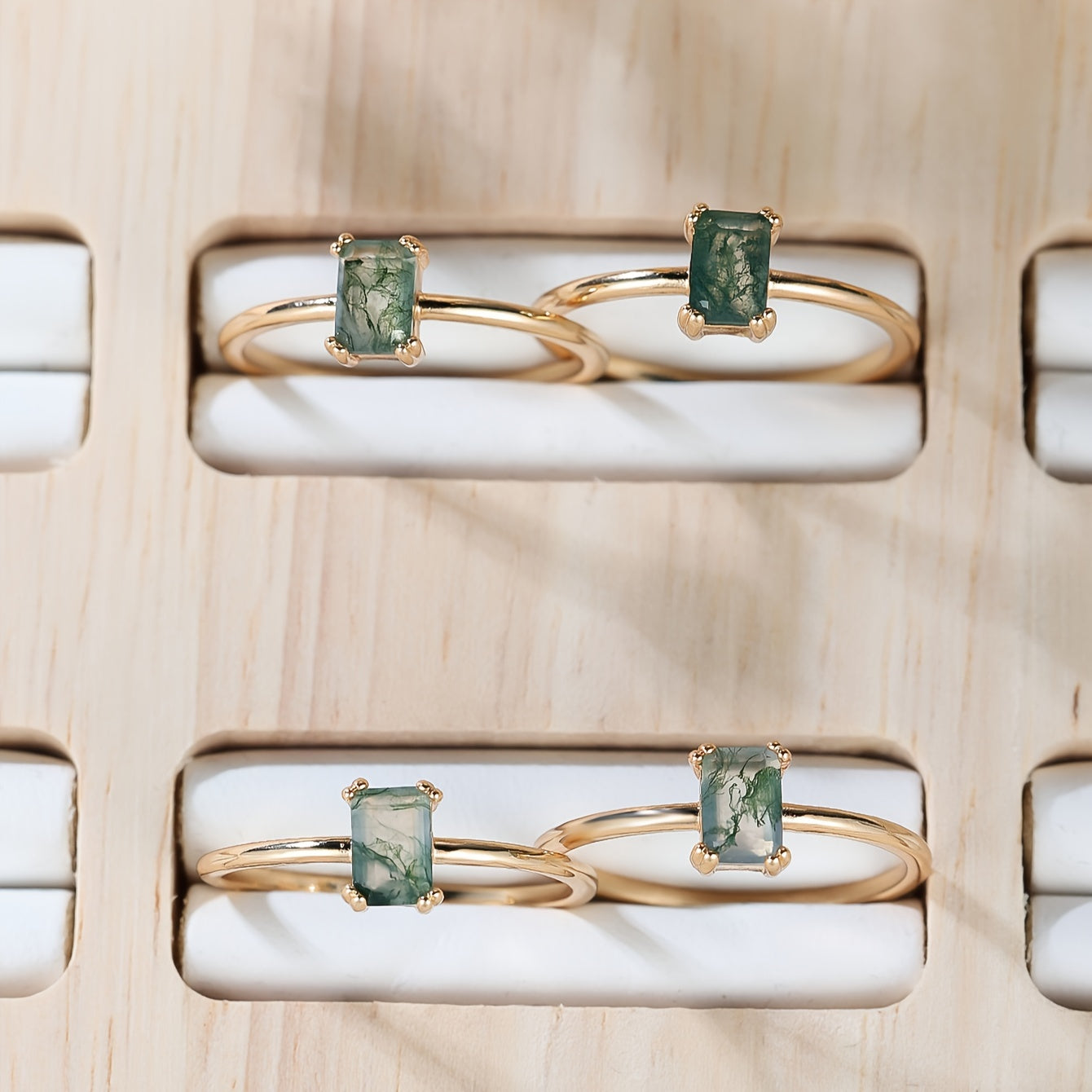 Naturlig Mossa Agat Ring