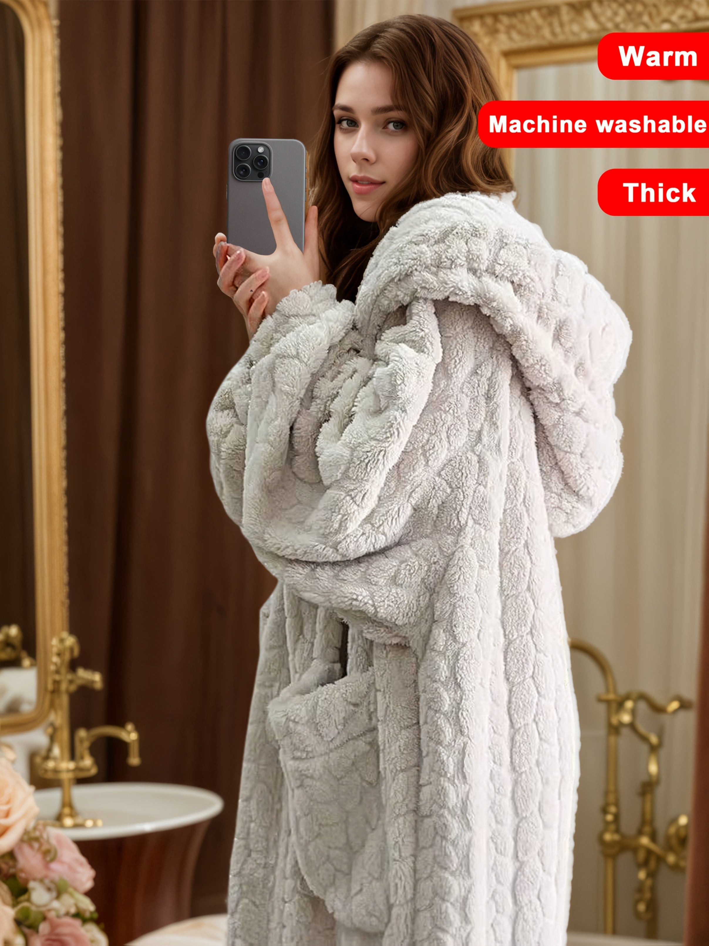 Lucy™ - Mysig korallfleece morgonrock