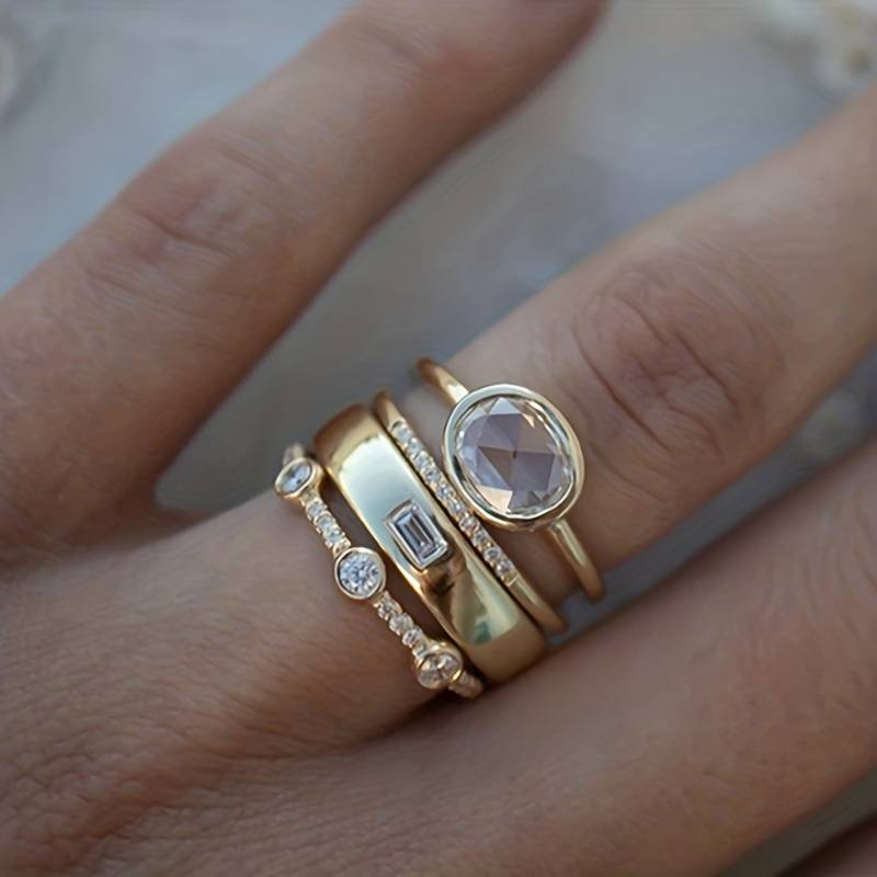 Lily - Guld & Zirkonia Ring Set