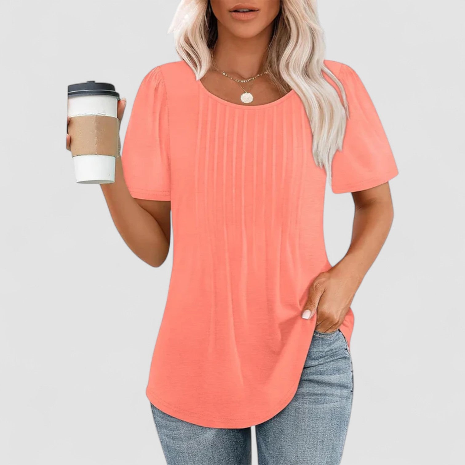Noora™ | Linna – Långärmad blus i mjuk viskos