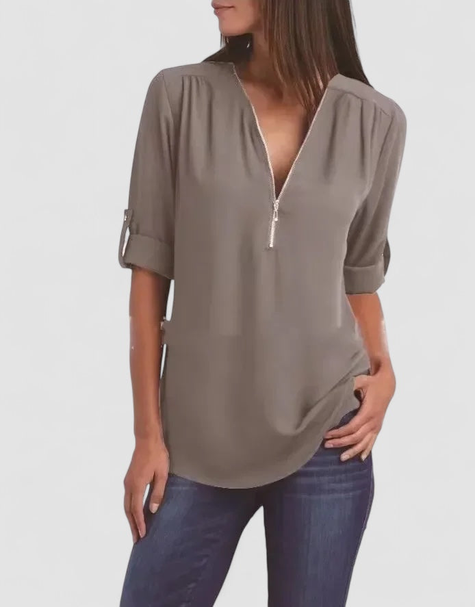 Noora™ | Ronja – Elegant topp med dragkedja