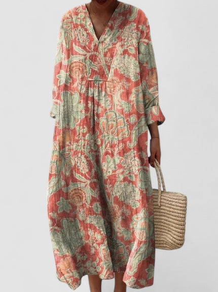 Ellie | Vintage blommig 3/4 ärmad klänning